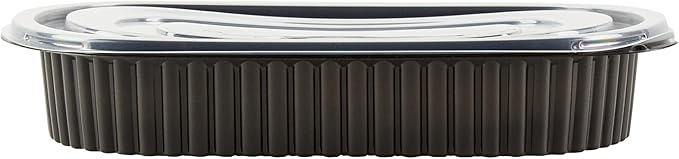 Restaurantware RW Base 25 Ounce Meal Prep Containers, 100 Microwavable To Go Containers With Lids - Disposable, Freezable, Black Plastic Oval Food Containers, Pack Hot And Cold Food, For Takeaway