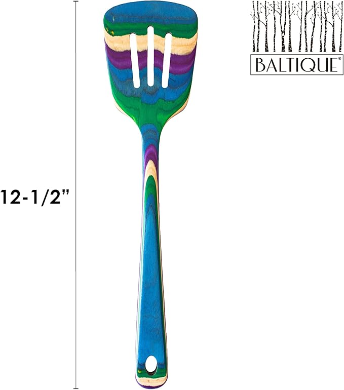 Totally Bamboo Baltique Mumbai Collection 12-1/2" Wooden Slotted Spatula, Safe for Nonstick