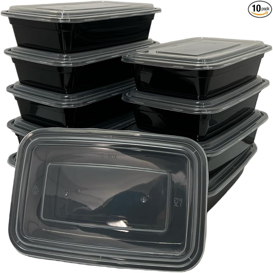 Meal Prep Containers with Lids - 32 OZ | 10 Pack | [Meal Prep, Soup, Salad, Candy, Stackable, BPA-Free, Leak Resistant, Reusable, Dishwasher Safe, Microwave Safe, Freezer Safe]