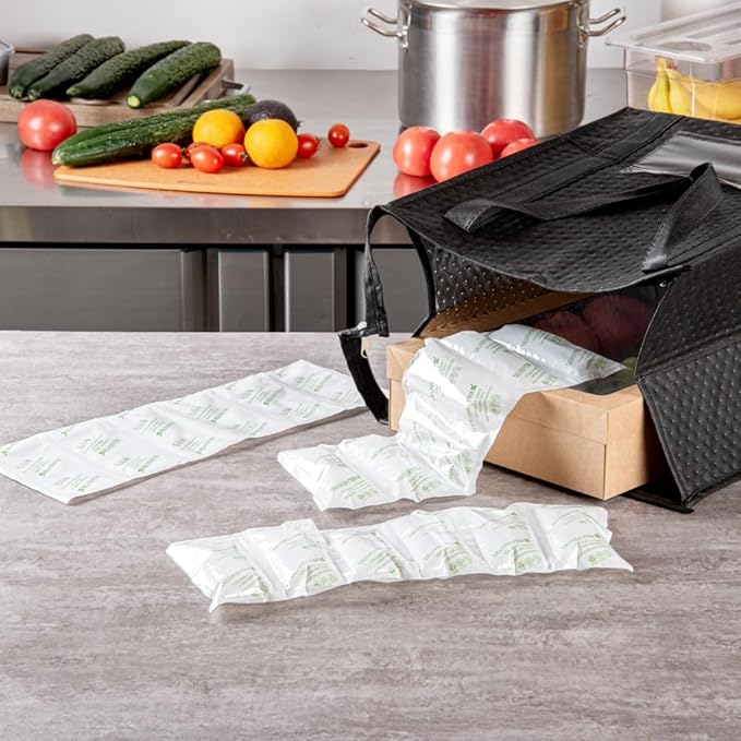 Restaurantware Delivery Tek 15.4 x 5.7 Inch Ice Sheets 10 Durable Cold Packs - Easy-To-Use Design Leakproof Plastic Shipping Ice Packs Reusable For Frozen Meat Vegetables or Beverages