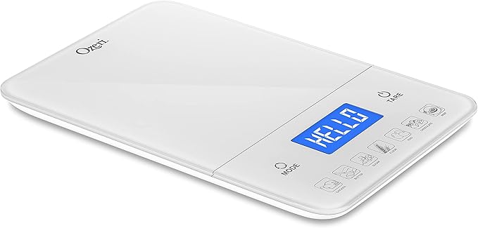 Ozeri Touch III Digital Kitchen Scale with Calorie Counter, 22 lbs (10 kg), White