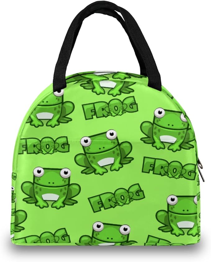 Insulated Lunch Bag for Women Men Green Frog Waterproof Thermal Tote Bag Reusable Lunch Box Container Lunch Holder Leakproof Lunch Cooler Bag Picnic Travel Work