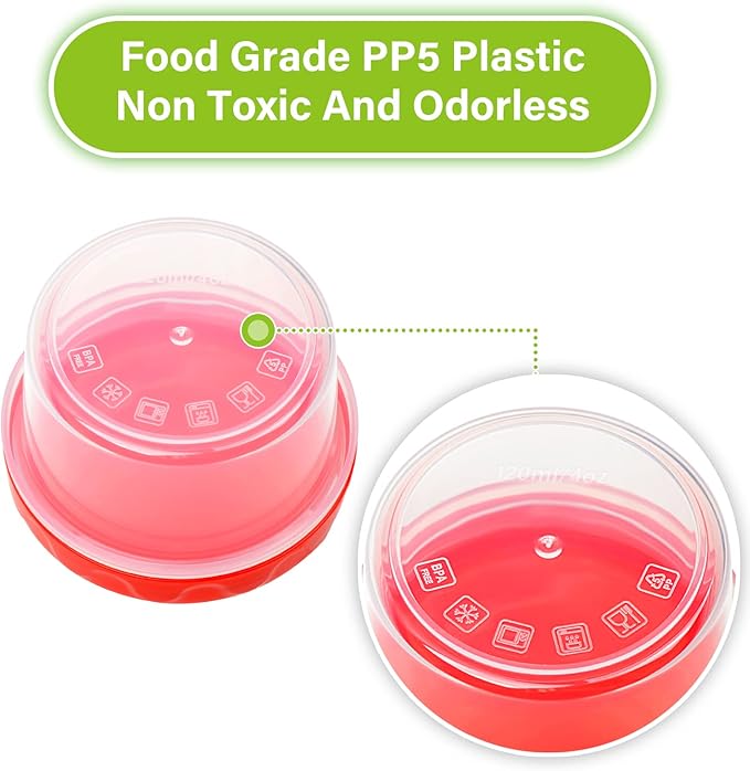 4oz Plastic Containers with Lids Reusable Dishwasher Freezer Safe Airtight, 6-Pack