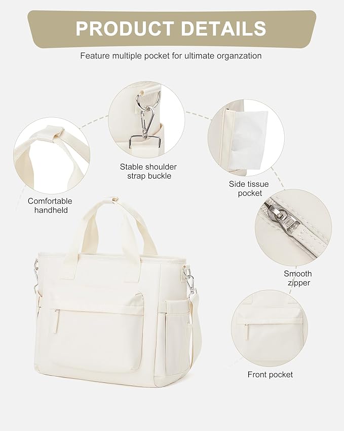 Lunch Bag Women,Large Adult Lunch Box for Women Men,Insulated Lunch Tote Bag For Work,Lunch Bags Loncheras Para Mujer With Shoulder Strap Water Bottle Holder Beige