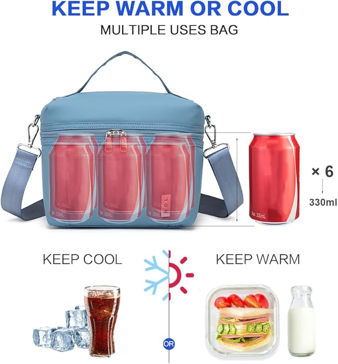 NOL Natural Organic Lifestyle Insulated Lunch Bags for Women Cooler Bag Lightweight Nylon Waterproof Lunch Box For Work