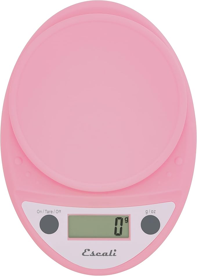 Escali Primo Digital Food Scale Multi-Functional Kitchen Scale and Baking Scale for Precise Weight Measuring and Portion Control, 8.5 x 6 x 1.5 inches, Soft Pink