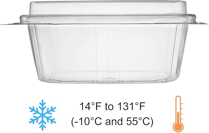12oz Tall Dome RPET Clear Hinged Lid Deli Container- 200Pcs