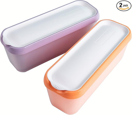 Premium Ice Cream Containers (2 Pack - 1.5 Quart Each) Reusable Freezer Storage Tubs with Lids for Ice Cream, Sorbet and Gelato!