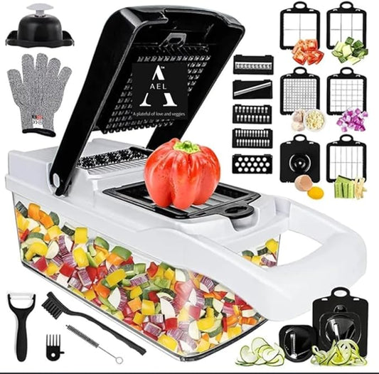 26 in 1 Ultimate Vegetable Chopper – Multi-Function Vegetable Slicer for Slice, Dice, Chop, Grate and Spiralize - Hand Kitchen Slicer for Food and Salad - Time-Saving Kitchen Essential