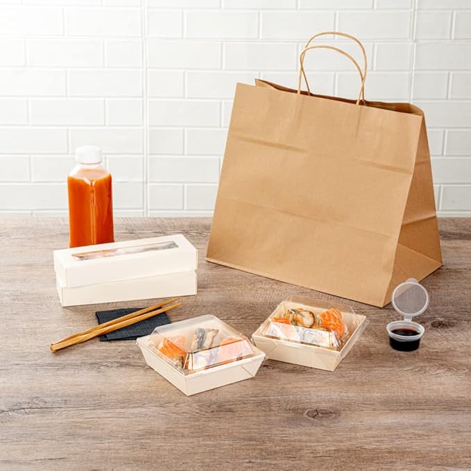 Restaurantware LIDS ONLY: Taipei 5.3 x 5.3 x 1 Inch Square Transparent Lids 100 Plastic Lids For 14 Ounce Square Flare Wooden Containers - Containers Sold Separately Clear Plastic To Go Box Lids