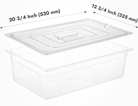 CURTA 6 Pack Food Pan Lids, Full Size NSF Polycarbonate Notched Cover with Handle, Plastic Clear