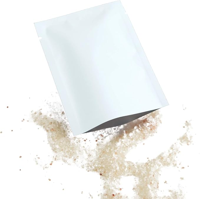 QQ Studio 100 PCS Metallic Mylar Foil Open Top Sealable Bags (8x12cm(3.1x4.7"), 100x White)