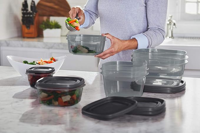 Rubbermaid EasyFindLids Food Storage Containers with SilverShield Antimicrobial Protection, 42-Piece Set, BPA-Free, Grey