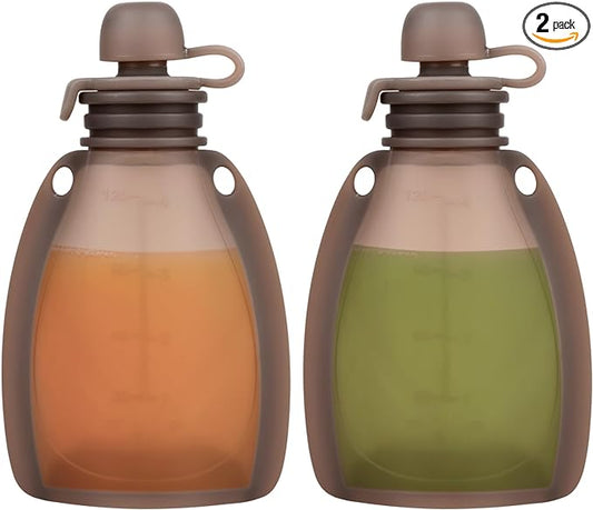 Reusable Silicone Food Pouches - 2 Pack Squeeze Pouches, Food Grade Silicone Pouches for Yogurt and Purees