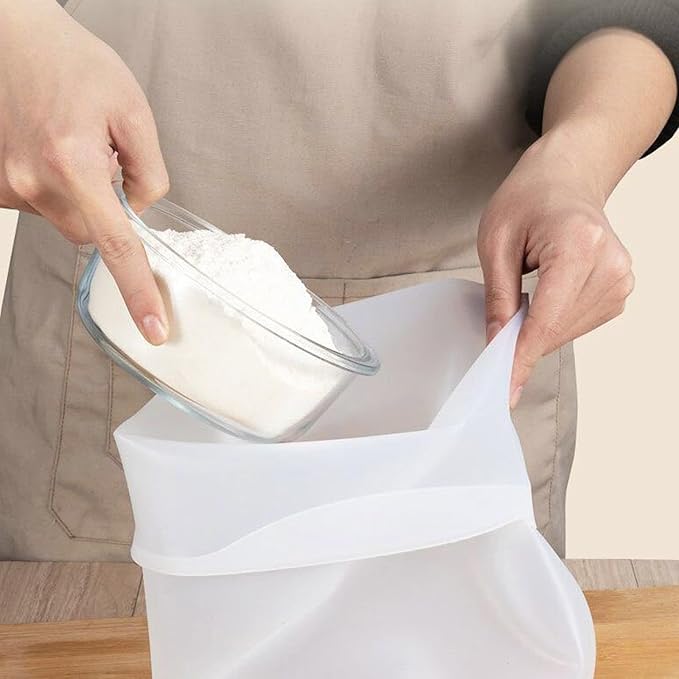 Silicone Dough Bag, Reusable Kneading Dough Bag Thickened Dough Mixer Bag Improve Multifunctional Dough Mixer for Bread Making Cooking Tool Easy to Wash Flour Mixing Bag (Large)
