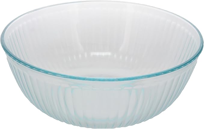 Pyrex 7404 4.5qt Sculpted Glass Mixing Bowl & 7404-PC 4.5qt Blue Lid