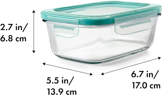 OXO Good Grips 3.5 Cup Smart Seal Glass Rectangle Food Storage Container, Clear (Pack of 2)