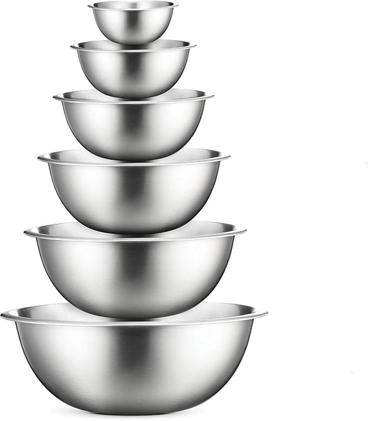 COOK WITH COLOR Stainless Steel Mixing Bowls Set - Nesting Bowls, 6 Pieces, Silver