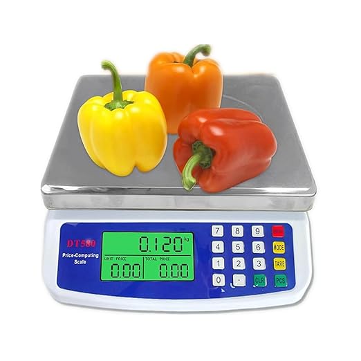 Commercial Food Scale 40kg, Large Digital Kitchen Scale with LCD Display, Battery/Plug-in Use Baking Cooking Bread Meat Weight Price Computing Scale, Stainless Steel Parts and Coins Counting Scale