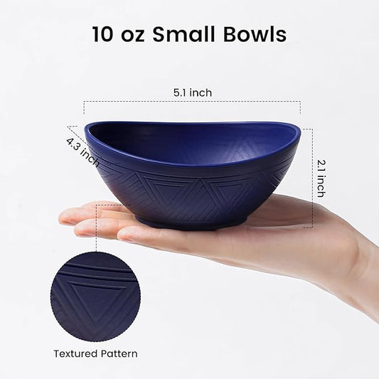 10 oz Small Bowls, Wheat Straw Bowl Sets of 4, Unbreakable Ice Cream Bowl, Plastic Bowls Reusable for Snack and Dessert (Mondrian Series)