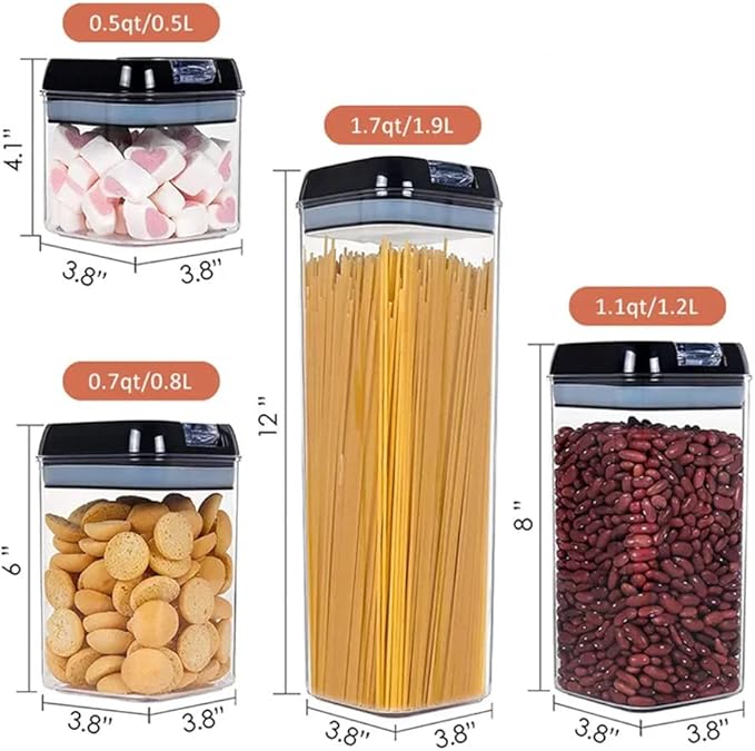 Airtight Food Storage Containers Set for Kitchen Organization - 7 PC - Pantry Organization and Storage 100% Airtight for Cereal, Rice & Flour,Labels & Marker
