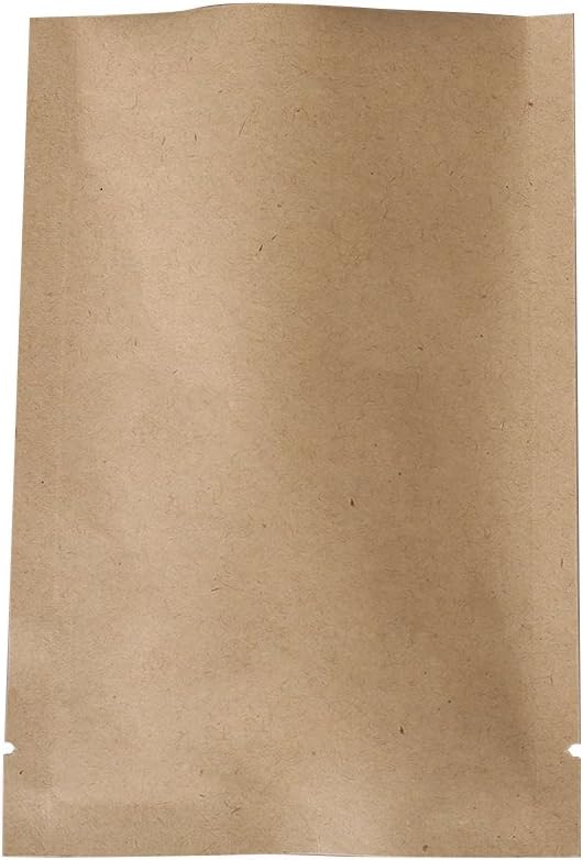 QQ Studio 100 PCS Kraft Mylar Inside Foil Open Top Sealable Bags (9x13cm(3.5x5.1"), 100x Kraft)