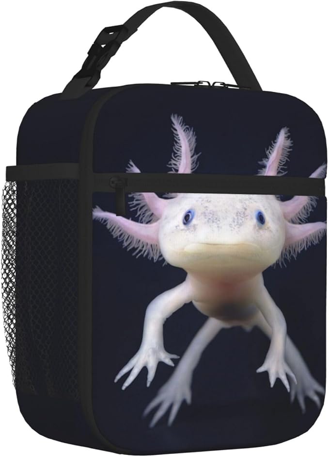 YETTA YANG Cute Kawaii Axolotl Ambystoma Mexicanum Portable Lunch Bag Insulated Lunch Box Reusable Totes For Women Men Work Picnic Camping