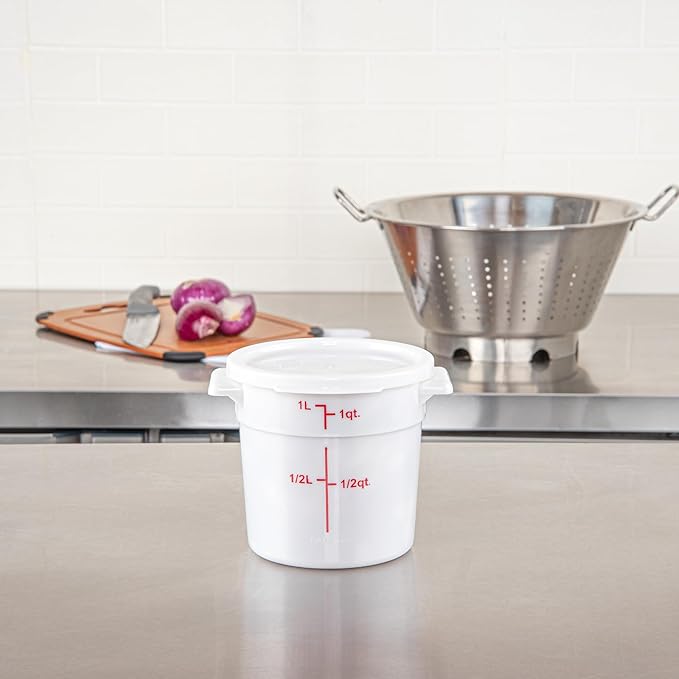 Restaurantware-LID ONLY: Met Lux Food Container Lid, 1 Round Lid For Storage Container - Containers Sold Separately, With Pull-Corner Tab, White Plastic Lid, Dishwashable, Freezable