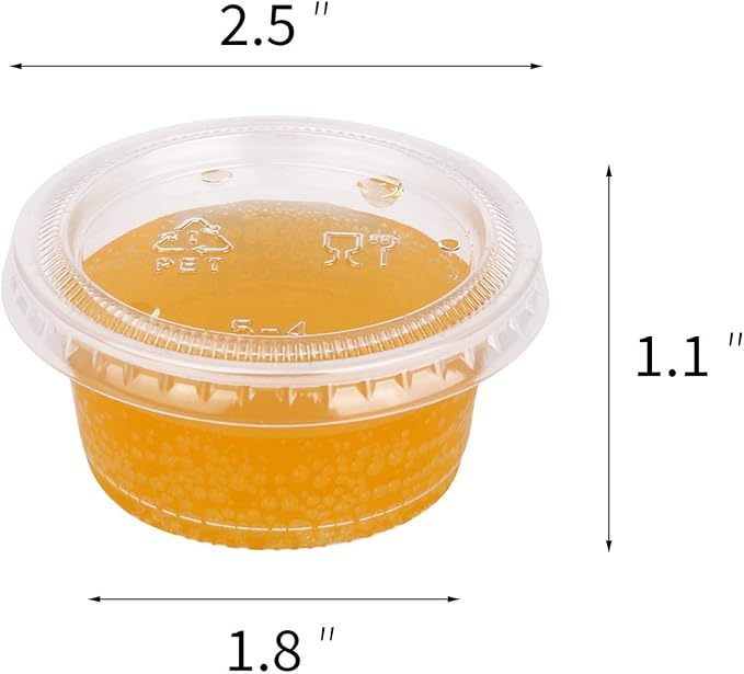 FULING [200Pack-2oz Small Plastic Containers with Lids, Jello Shot Cups, Condiment Cups for Meal Prep, Portion Control, Salad Dressing Slime Medicine