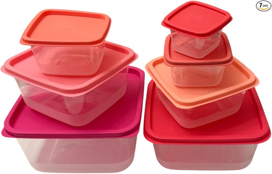 Plastic Food Storage Containers Set, 7-containers, a total of 14 pieces, BPA-Free, for kitchen and meal prep.
