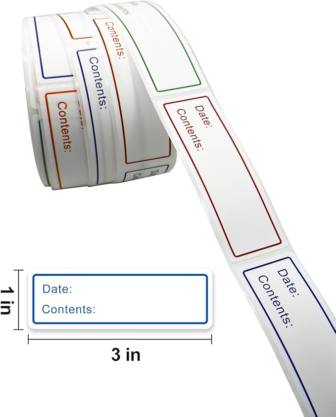 300 PCS Removable Freezer Labels, 1 x 3 Inch Food Labels to Write on Food Storage Stickers Date Label, Waterproof Oil Resistant Canning Labels Jar Labels Freezer Paper Label, Clean Leaves No Residue