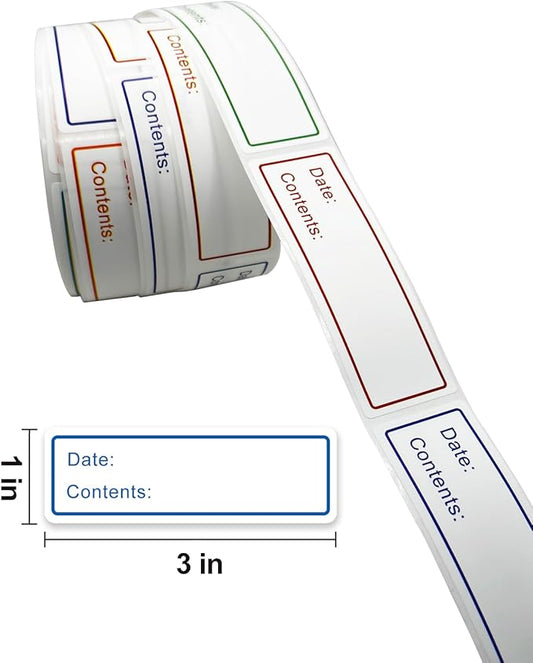 300 PCS Removable Freezer Labels, 1 x 3 Inch Food Labels to Write on Food Storage Stickers Date Label, Waterproof Oil Resistant Canning Labels Jar Labels Freezer Paper Label, Clean Leaves No Residue