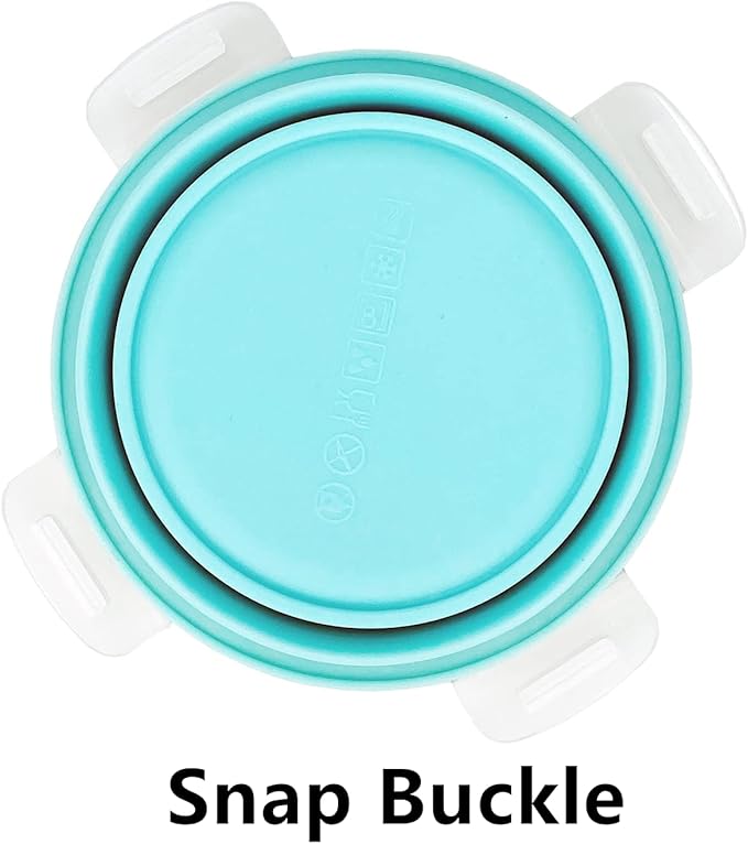 CCyanzi 3piece Round Collapsible Bowl with Lids, Silicone Food Storage Containers, Microwave & Freezer Safe, Space Saving for Kitchen Cabinet and Camping Backpack,(Blue)