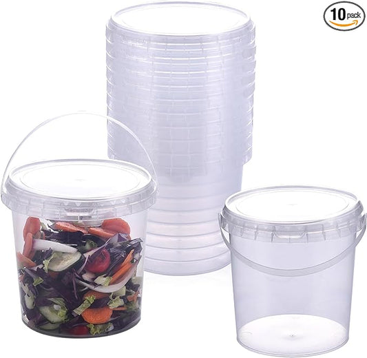 42 oz Ice Cream Tub with Lid, Tamper Proof, BPA Free, Freezer and Microwave Safe Food Storage Container, Reusable Airtight Container, Leak Proof Tub for Snacks Deli Fruits, Drinks.(10 pack)