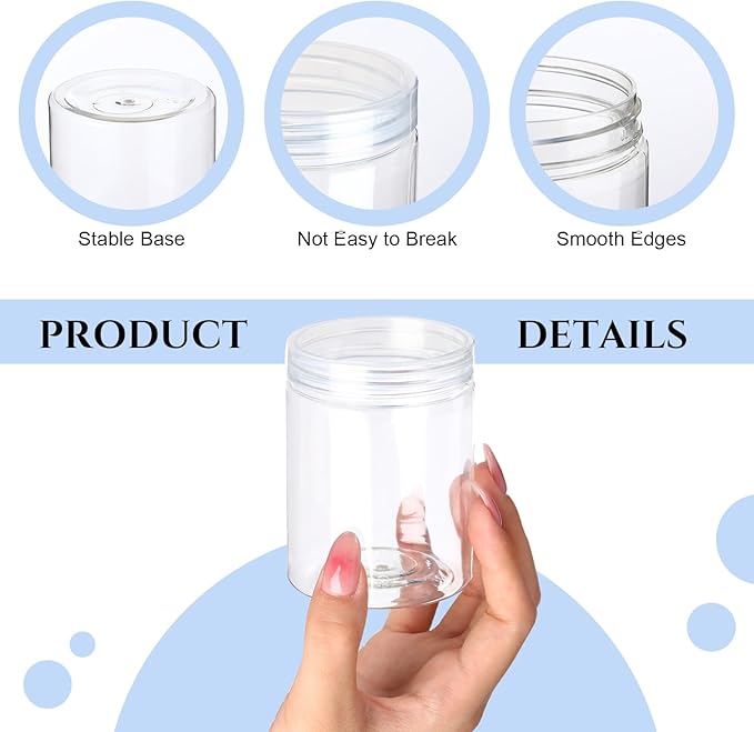 Aoriher 48 Pcs 8oz Plastic Mason Jars with Lids Round Clear Plastic Jars Containers Refillable Small Empty Storage Containers Food Canisters for Kitchen Storage(Clear)