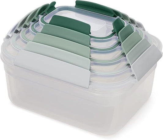 Joseph Joseph Nest Lock, 10 Piece Plastic Food Storage Container set with lids, Leak Proof, Airtight, Space Saving, Kitchen Storage - Sage Green