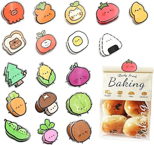 18 Pcs Cute Chip Clips, Kitchen Snack and Food Storage Clips, Acrylic Food Bag Clip, Fun Bag Sealing Clips for Airtight Seal Food Storage