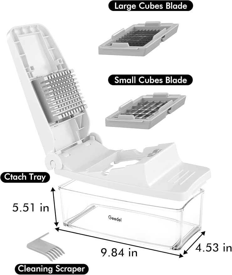 Geedel Vegetable Cutter, Onion Cutter Pro Food Chopper, Kitchen Vegetable Slicer Dicer Cutter, Veggie Chopper with container for Salad Onion Potato Carrot (2 in 1, White)