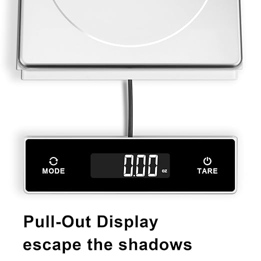THINKSCALE Digital Kitchen Scale, 11-Pound Stainless Steel Food Scale with Pull-Out Display, 1g/0.01oz Precision for Baking, Cooking, Meal Prep, 6-Unit Conversion