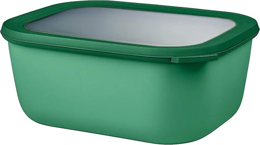 Mepal Cirqula 3000ml / 101oz Circular Rectangular Multi Food Storage & Serving Container with Transparent Lids | Perfect for Food Prep | Microwave & Dishwasher Safe |Vivid Green | Made in Holland