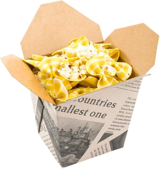Restaurantware Bio Tek 4 x 3.5 x 4 Inch Food Containers 200 Durable Noodle Boxes - Disposable Sustainable Newsprint Paper 26-Ounce Takeout Boxes Square For Takeouts And Delivery Or Picnics