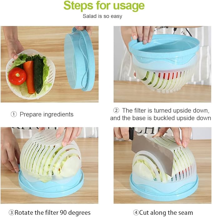 Salad Cutter Bowl,Salad Chopper Easy Salad Maker, Veggie Choppers and Dicers,Veggie Chopper,Multi-Functional Fast Salad Cutter Bowl Safe and Non-Toxic Food Grade BPA Free Material