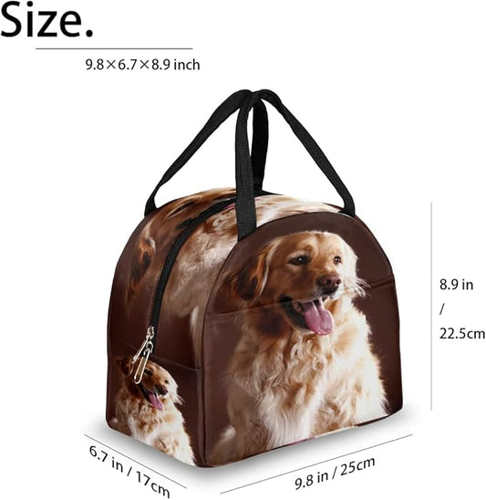Insulated Lunch Bag for Women Men Golden Retriever Dog Waterproof Thermal Tote Bag Reusable Lunch Box Container Lunch Holder Leakproof Lunch Cooler Bag Picnic Travel Work