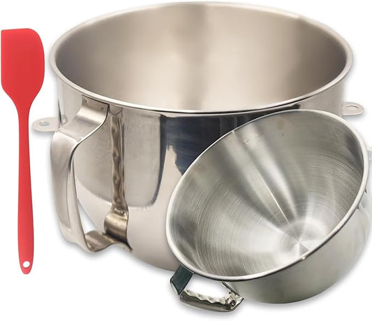 7QT Stainless Steel Mixer Bowl for Kitchenaid Mixer bowl with Handle,Dishwasher Safe,Food Grade Material for KSM75, KSM55, KSM60, and KSM70