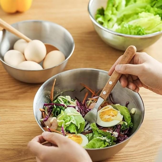 Stainless Steel Mixing Bowls-3 Packs Thicker Stainless Steel Mixing Bowls Set- Nesting Bowls for Space Saving Storage, Great for Cooking, Baking, Prepping