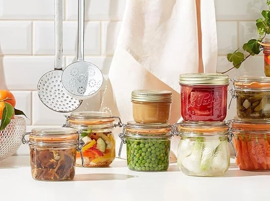 Le Parfait Super Terrine Jar | 24oz/Pint & Half (Pack of 4) 750ml French Glass Jar, Airtight Rubber Seal & Glass Lid | Glass Jars for Kitchen Organization and Storage Containers for Kitchen Essentials
