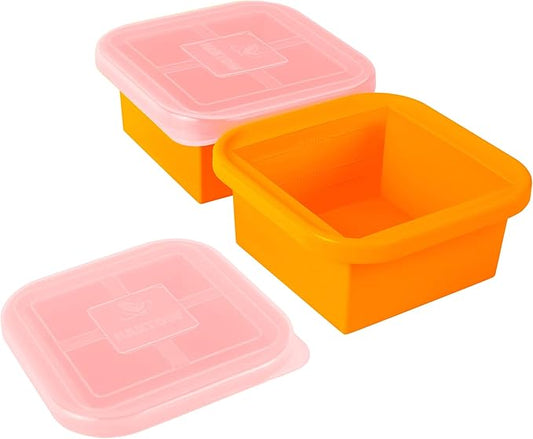 Silicone Freezing Tray with Lid - 2-Cup 2 Pack Freezer Containers,Make 1 Perfect Freezing,Storing Soups, Foods, Stews, Dips or Sauces Simple and Convenient Color Orange