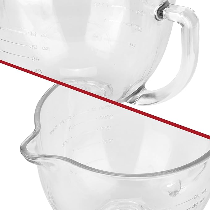 Tilt-Head Stand Mixer Glass Bowl, 5 QT,Compatible with Kitchenaid Artisan 5KSM125, 5KSM150, 5KSM175, 5KSM7580, KSM150, RRK150,K45, K45SS, KSM75, KSM90, KSM95,Classic without Lid