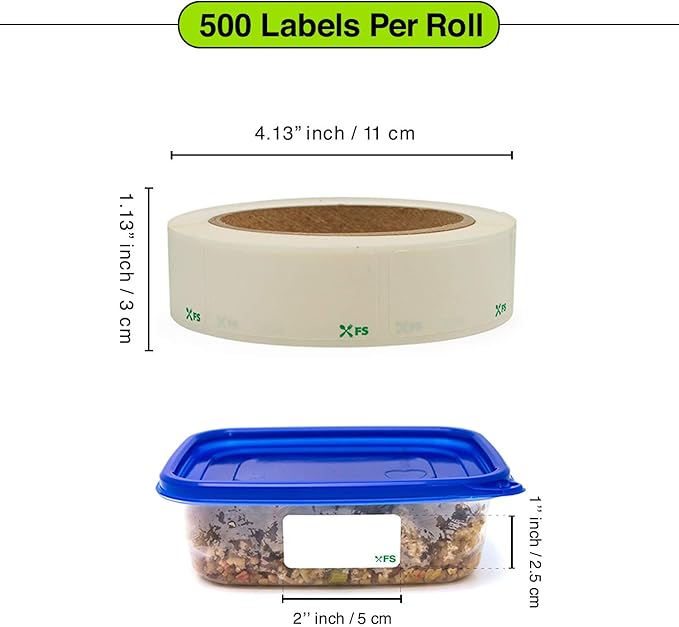 Dissolvable by Food Safe - Leaves No Adhesive Residue Dissolves in Water in 30 Seconds Perfect for Reusable Containers - 500 Labels Per Roll
