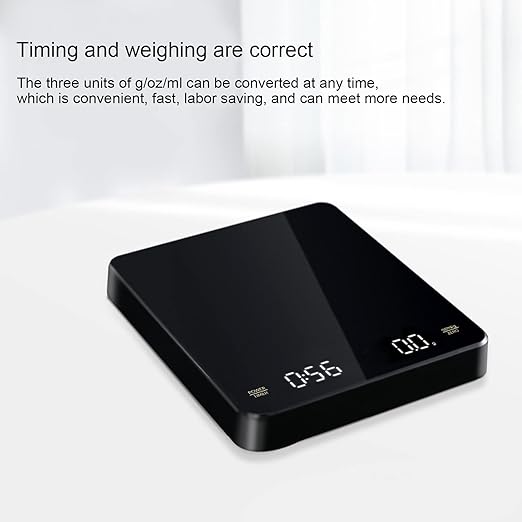 Coffee Scale with Timer, 0.1g High Precision 3 Units Pour Over Drip Espresso Scale, 5.8 x 5in Rechargeable Kitchen Scale with LCD Backlight Display for Home Weigh Jewelry Vegetables